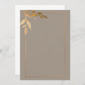 Moderne goldene Blumen und Rahmen Einladung (Vorne/Hinten)