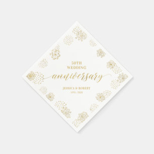 Moderne goldene Blumige Hochzeit 50. Hochzeitstag Serviette