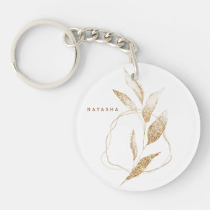 Moderne goldene botanische Blatt-Brautjungfer  Schlüsselanhänger