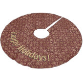 Moderne goldene Burgunder-Wirbel-Muster-Nachricht Polyester Weihnachtsbaumdecke (Schrägansicht)