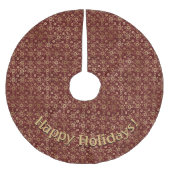 Moderne goldene Burgunder-Wirbel-Muster-Nachricht Polyester Weihnachtsbaumdecke (Vorderseite)