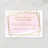 Moderne goldene Drehbuch-Rosa-Wimpern-Nachsorge Visitenkarte (Rückseite)