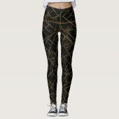 Moderne goldene dünne Linien Abstraktes Muster dek Leggings (Vorderseite)