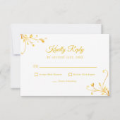 Moderne Goldene Flora Minimalistisch Quinceanera RSVP Karte (Vorderseite)