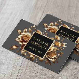 Moderne Goldene Florale Schönheitssalon & SPA Dunk Visitenkarte