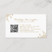 Moderne goldene florale Wappen-Monogramm-QR-Code Visitenkarte (Rückseite)