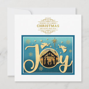 Moderne Goldene "FREUDE" Weihnachts-Silhouette-Chr Feiertagskarte