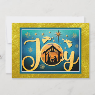 Moderne Goldene "FREUDE" Weihnachts-Silhouette-Chr Feiertagskarte