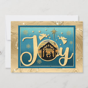 Moderne Goldene "FREUDE" Weihnachtskrippe Silhouet Feiertagskarte