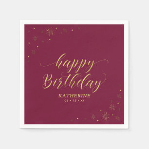 Moderne goldene glänzende Happy Birthday Papierpar Serviette