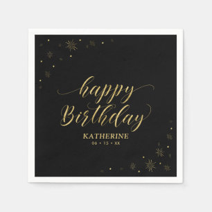 Moderne goldene glänzende Happy Birthday Papierpar Serviette