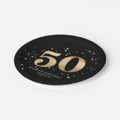 Moderne goldene Glitter 50. Fünfzigster Geburtstag Pappteller (Schrägansicht)