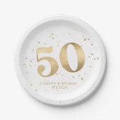 Moderne goldene Glitter 50. Fünfzigster Geburtstag Pappteller (Vorderseite)