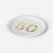 Moderne goldene Glitter 50. Fünfzigster Geburtstag Pappteller (Schrägansicht)