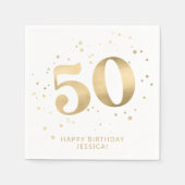 Moderne goldene Glitter 50. Fünfzigster Geburtstag Serviette (Vorderseite)