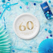 Moderne goldene Glitter 60. Sechzigster Geburtstag Pappteller (Party)