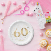 Moderne goldene Glitter 60. Sechzigster Geburtstag Pappteller (Party)