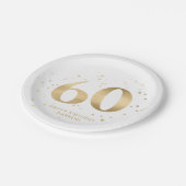 Moderne goldene Glitter 60. Sechzigster Geburtstag Pappteller (Schrägansicht)