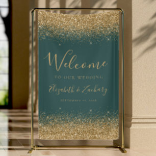Moderne goldene Glitter Hochzeit Willkommen in dun Banner