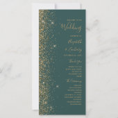 Moderne goldene Glitter-Hochzeitsprogramm dunkelgr (Vorderseite)