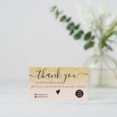 Moderne Goldene Glitzer-Rose-Ordnung Vielen Dank Visitenkarte (Stehend Vorderseite)