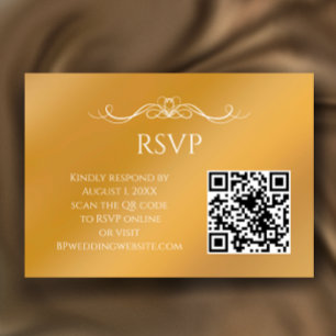 Moderne Goldene Gradient Benutzerdefinierte QR-Cod RSVP Karte