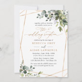 Moderne goldene Grünanlage Hochzeitsempfang Einlad Einladung (Vorderseite)