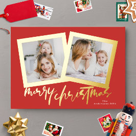 Moderne goldene Grüntöne frohe Weihnachten Multi-F Folien Feiertagskarte