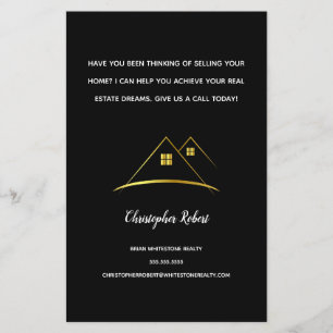 Moderne Goldene Haus-Logo-Immobilien Flyer
