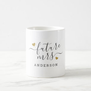 Moderne goldene Herzen Zukünftige Mrs. Braut-to-be Kaffeetasse