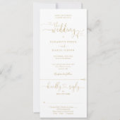 Moderne Goldene Herzensschrift in einer Hochzeit Einladung (Vorderseite)