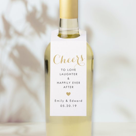 Moderne Goldene Herzklopfen Gastgeschenk Hochzeit Flaschenanhänger