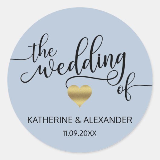 Moderne goldene Herzschwäche BLAU DIE WÄDE VON Sie Runder Aufkleber (Vorderseite)