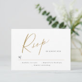 Moderne, goldene Hochzeitsschrift RSVP Karte (Stehend Vorderseite)
