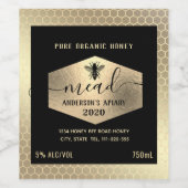 Moderne goldene Honigwabenrübe Weinetikett (Einzelnes Label)