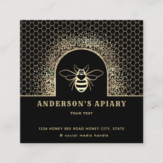 Moderne goldene Imker Quadratische Visitenkarte (Vorderseite)