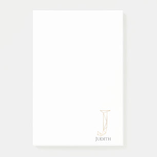 Moderne goldene Initiale J personalisiert Post-it Klebezettel