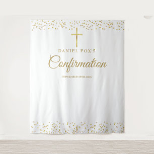 Moderne Goldene Konfirmations-Fotohintergrund Wandteppich