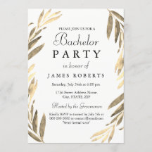 Moderne Goldene Leaf Bachelor Party einladen