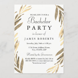 Moderne Goldene Leaf Bachelor Party einladen Einladung