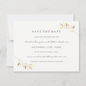 Moderne goldene Leaf-Hochzeit rettet das Datum Save The Date (Vorderseite)