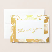 Moderne Goldene Lemons & Foliage Wedage Foto Folienkarte (Vorderseite mit Umschlag)