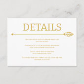 Moderne goldene Linie mit Blatt- und Pfahlhochzeit Begleitkarte (Vorderseite)