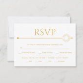 Moderne goldene Linie mit zentrischem Kreis Hochze RSVP Karte (Vorderseite)