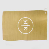 Moderne goldene Metallic-Monogramm-Golf Golfhandtuch (Horizontal)