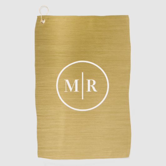 Moderne goldene Metallic-Monogramm-Golf Golfhandtuch (Vorderseite)