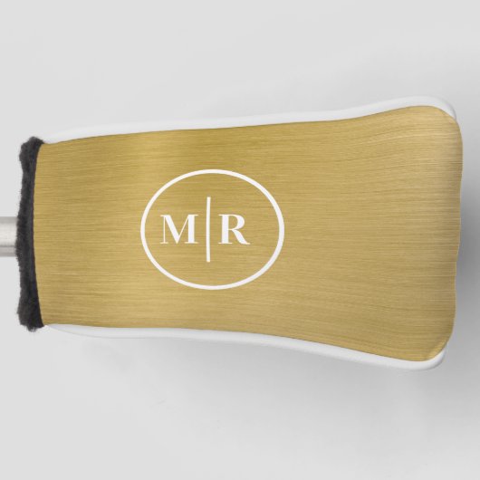 Moderne goldene metallische Monogramm-Golf Golf Headcover (Vorderseite)