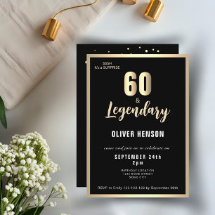 Moderne goldene metallische Überraschung zum 60. G Einladung