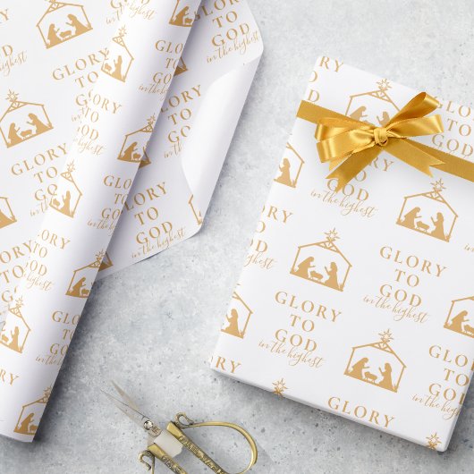 Moderne goldene Minimalistische religiöse Weihnach Geschenkpapier