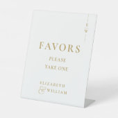 Moderne goldene Monogram-Favoriten für Hochzeiten Sockelschild (Vorderseite)